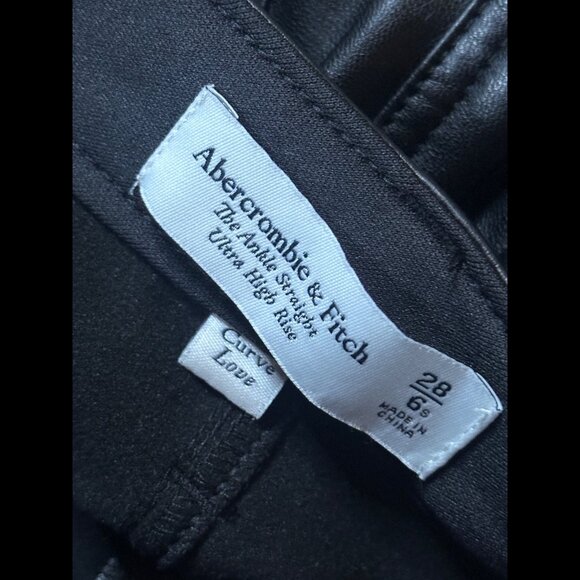 Abercrombie & Fitch Pants 28 / 6 Short Black Vegan Leather Ankle Straight Ultra - Picture 8 of 8